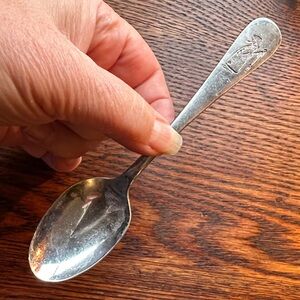 N° 9 Fishermen’s Grotto stamped, silver plated vintage teaspoon w fisherman